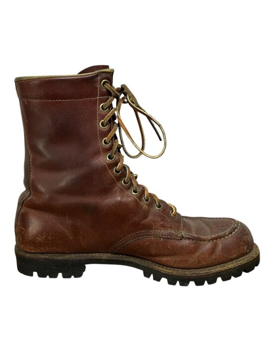 Vtg 9” Moc Toe Work Logger Boots Vibram Sole USA Chippewa Style Mens Size 10 main image 7